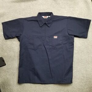 Ben Davis Shirt Mens Large Navy Blue 1/4 Zip Pullover Work